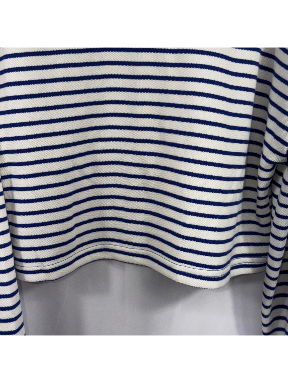 ee:some Los Angeles Striped Cropped Polo Sweater Small Blue Ivory - Picture 8 of 9